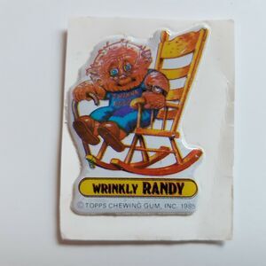 Vintage Garbage Pail Kids Wrinkly Randy Puffy Sticker 1985 80s Retro Topps Gum